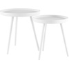 image:imageNesting Side Tables  Set of 2 Round End Tables for Living Room Bedroom or Home Office  Accent Table Set with Tray Tops  MidCentury Modern Living Room Furniture by Lavish Home White