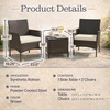 image:imageOutdoor Patio Furniture Set  3Piece Rattan Seating Combo with 2 Cushioned Chairs and Table for Deck or Front Porch Furniture by Lavish Home Brown