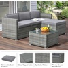 image:imagePatio Furniture Set  3Piece Rattan Outdoor Sectional Ottoman and Table Combo  Deck Pool Sunroom or Backyard Furniture by Lavish Home Gray