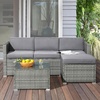 image:imagePatio Furniture Set  3Piece Rattan Outdoor Sectional Ottoman and Table Combo  Deck Pool Sunroom or Backyard Furniture by Lavish Home Gray