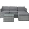 image:imagePatio Furniture Set  3Piece Rattan Outdoor Sectional Ottoman and Table Combo  Deck Pool Sunroom or Backyard Furniture by Lavish Home Gray