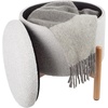 image:imageRound Sherpa Storage Ottoman Pouf with Removable Lid  Plush Couch Footrest amp Hidden Organizer for Small Spaces Dorm or Living Room by Lavish Home WhiteGrey