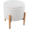 image:imageRound Sherpa Storage Ottoman Pouf with Removable Lid  Plush Couch Footrest amp Hidden Organizer for Small Spaces Dorm or Living Room by Lavish Home WhiteGrey