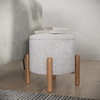 image:imageRound Sherpa Storage Ottoman Pouf with Removable Lid  Plush Couch Footrest amp Hidden Organizer for Small Spaces Dorm or Living Room by Lavish Home WhiteGrey