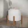 image:imageRound Sherpa Storage Ottoman Pouf with Removable Lid  Plush Couch Footrest amp Hidden Organizer for Small Spaces Dorm or Living Room by Lavish Home WhiteWhite