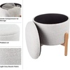 image:imageRound Sherpa Storage Ottoman Pouf with Removable Lid  Plush Couch Footrest amp Hidden Organizer for Small Spaces Dorm or Living Room by Lavish Home WhiteGrey