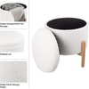 image:imageRound Sherpa Storage Ottoman Pouf with Removable Lid  Plush Couch Footrest amp Hidden Organizer for Small Spaces Dorm or Living Room by Lavish Home WhiteWhite