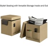 image:imageSet of 2 Ottomans with Storage Pockets  15Inch Folding Foot Rests or Storage Organizers for Bedroom Living Room or Dorm by Lavish Home GrayBeige