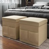image:imageSet of 2 Ottomans with Storage Pockets  15Inch Folding Foot Rests or Storage Organizers for Bedroom Living Room or Dorm by Lavish Home GrayBeige