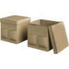 image:imageSet of 2 Ottomans with Storage Pockets  15Inch Folding Foot Rests or Storage Organizers for Bedroom Living Room or Dorm by Lavish Home GrayBeige
