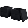 image:imageSet of 2 Ottomans with Storage Pockets  15Inch Folding Foot Rests or Storage Organizers for Bedroom Living Room or Dorm by Lavish Home GrayBlack
