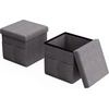 image:imageSet of 2 Ottomans with Storage Pockets  15Inch Folding Foot Rests or Storage Organizers for Bedroom Living Room or Dorm by Lavish Home GrayCharcoal Gray