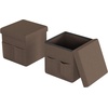 image:imageSet of 2 Ottomans with Storage Pockets  15Inch Folding Foot Rests or Storage Organizers for Bedroom Living Room or Dorm by Lavish Home GrayLinen Brown