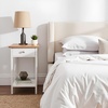 image:imageSide Table  Small Night Stand with Drawer and Open Storage Shelf  Traditional Style Bedroom or Living Room Furniture  Use as Bedside Table or End Table by Lavish Home WhiteSingle Table