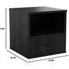 image:imageSide Table with Storage  Minimalist Modern Nightstand or End Table with Drawer  Stackable Modular Accent Table for Bedroom Living Room or Office by Lavish Home Black Woodgrain