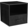 image:imageSide Table with Storage  Minimalist Modern Nightstand or End Table with Drawer  Stackable Modular Accent Table for Bedroom Living Room or Office by Lavish Home Black Woodgrain