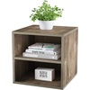 image:imageStackable Cube End Table  Contemporary Minimalist Modular Accent Piece with 2 Shelves for Bedroom Living Room or Office by Lavish Home Gray