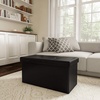 image:imageStorage Ottoman  30Inch Folding Faux Leather Footrest Linen Chest or Bench with Removable Bin for Living Room or Bedroom by Lavish Home BlackBlack