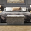 image:imageStorage Ottoman  Velvet Tufted Footrest Linen Chest or Bench Organizer with Removable Lid for Bedroom Dorm Room or Entryway by Lavish Home GrayCube