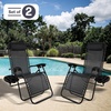 image:imageZero Gravity Chairs  Set of 2 Outdoor Chairs with Side Tables with 2 Cupholders Phone and Tablet Holder and Chair Pillow by Lavish Home Black