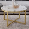 image:imageCoffee Table with Faux Marble Top  Modern Round Accent Table with Metal Crossbeam Base  Coffee Tables for Living Room by Lavish Home WhiteGold