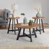 image:imageLavish Home 3Piece Coffee Table Set  Industrial Modern Round Coffee Table and 2 Side Tables  for Living Room Apartment or Dorm Room Walnut