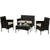 image:imageLavish Home 4Piece Patio Furniture Set  Rattan Outdoor Couch 2 Patio Chairs and Table Combo  Cushioned Deck Pool or Porch Furniture Black