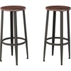 image:imageLavish Home Set of 2 CounterHeight Bar Stools  Modern Backless Seating Set with Metal Bases and Wood Seats for Kitchens or Dining Rooms Brown2975 Height