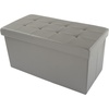 image:imageLavish Home Storage Ottoman  30Inch Folding Faux Leather Footrest Linen Chest or Bench with Removable Divider for Living Room or Bedroom Gray