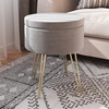 image:imageLavish Home Storage Ottoman  Velvet Footrest Side Table or Organizer with Removable Flip Top Hard Lid and Hairpin Legs for Living Room Gray and Gold