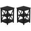 image:imageLavish Home Wooden End Table WhiteBlack  Set of 2
