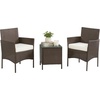 image:imageOutdoor Patio Furniture Set  3Piece Rattan Seating Combo with 2 Cushioned Chairs and Table for Deck or Front Porch Furniture by Lavish Home Brown