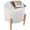 image:imageRound Sherpa Storage Ottoman Pouf with Removable Lid  Plush Couch Footrest amp Hidden Organizer for Small Spaces Dorm or Living Room by Lavish Home WhiteGrey