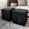 image:imageSet of 2 Ottomans with Storage Pockets  15Inch Folding Foot Rests or Storage Organizers for Bedroom Living Room or Dorm by Lavish Home GrayBlack