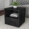 image:imageSide Table with Storage  Minimalist Modern Nightstand or End Table with Drawer  Stackable Modular Accent Table for Bedroom Living Room or Office by Lavish Home Black Woodgrain