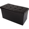 image:imageStorage Ottoman  30Inch Folding Faux Leather Footrest Linen Chest or Bench with Removable Bin for Living Room or Bedroom by HomeComplete Black