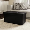 image:imageStorage Ottoman  30Inch Folding Faux Leather Footrest Linen Chest or Bench with Removable Bin for Living Room or Bedroom by Lavish Home BlackBlack