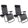 image:imageZero Gravity Chairs  Set of 2 Outdoor Chairs with Side Tables with 2 Cupholders Phone and Tablet Holder and Chair Pillow by Lavish Home Black