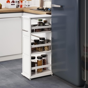 image:imageLavish Home 3 Tier Slim Utility Rolling Storage Cart Black 25W x 57DWhite