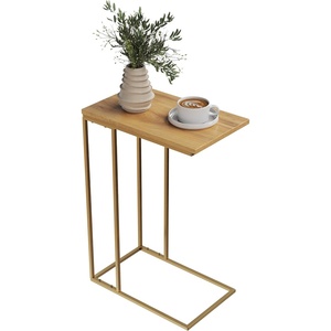 image:imageLavish Home CShaped End Table Marble Side Table with Gold Iron Frame 26 TallNatural