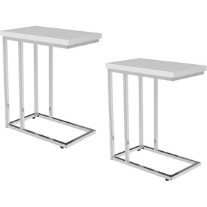 image:imageLavish Home CShaped Sofa Side Table  Modern End Table Laptop Tray or Compact Bedside Nightstand  Space Saving Furniture by Lavish Home WhiteSet of 2