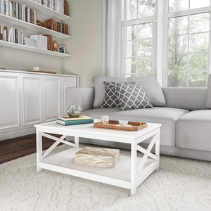 image:imageLavish Home Coffee Table with Storage Shelf White 3425 x 2125 x 145White