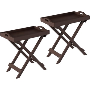 image:imageLavish Home End Folding Modern Minimalist Wooden Contemporary Side Table Multifunctional Portable Stylish Serving Snack or Lap Tray Suitable for Indoor and Outdoor Use  BROWNBrown