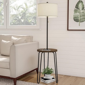 image:imageLavish Home Floor Lamp with Builtin End Table BrownBlack 17 x 59