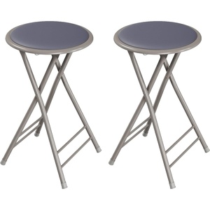 image:imageLavish Home Folding Stool with Padded Backless Seat Set of 2 Black 24Grey