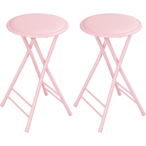 image:imageLavish Home Folding Stool with Padded Backless Seat Set of 2 Black 24Pink