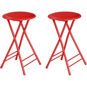 image:imageLavish Home Folding Stool with Padded Backless Seat Set of 2 Black 24Red