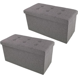 image:imageLavish Home Folding Storage Ottoman Bench Beige 30Dark Gray