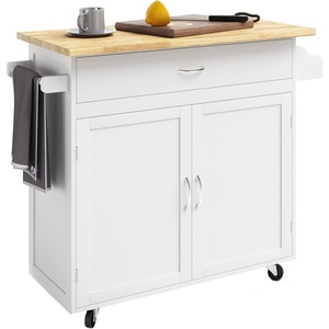 image:imageLavish Home Kitchen Island with Spice Rack and Storage Cabinet White