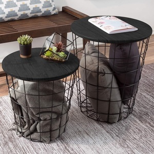 image:imageLavish Home Round End Tables  Nesting Tables Set of 2 BlackBlack